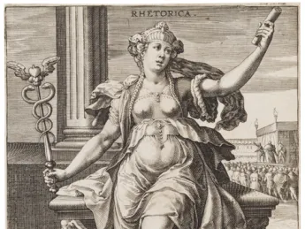 Jan Sadeler I, after Maarten de Vos,<i> Rhetoric,</i> from the series <i>The Seven Liberal Arts,</i> after 1575. Engraving