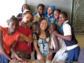 The author with some of her grade eight math students