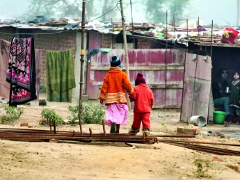 Housing for workers at a construction site in Gurgaon, near Delhi.