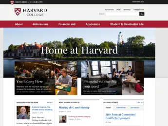 A screen shot of the Harvard College Connection’s new website.