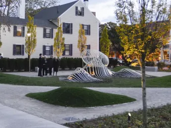 The Radcliffe Institute’s newly named Wallach Garden and its inaugural public-art installation, <i>Saturate the Moment</i>
