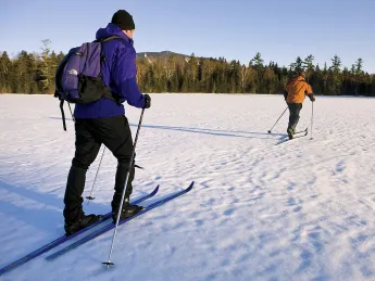 Back-country trails from the Appalachian Mountain Club&rsquo;s Little Lyford lodge in Maine have views of Baker Mountain. 