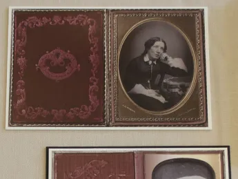 Photographs of abolitionist Harriet Beecher Stowe and her son Samuel, who died at 18 months