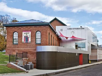 A former carpet factory (top left) was renovated to house the Museum of Russian Icons.