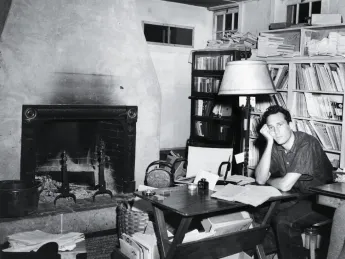The young Laughlin in his New Directions office at his aunt&rsquo;s home in Connecticut