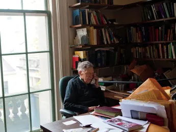Daniel Aaron in his Harvard office