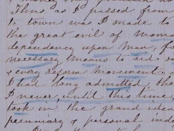 Detail of a handwritten page from suffragist Susan B. Anthony’s journal, used as an example of the kinds of manuscripts volunteers are transcribing for Harvard libraries and archives.