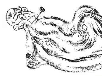 Illustration of bearded farmer, from anthology of Yiddish children’s literature