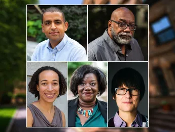 Headshot photos of Isaiah Andrews, Fred Moten, Mary L. Gray, Tressie McMillan Cottom, and Monika Schleier-Smith