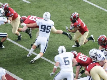 Yale’s defense held Gino Gordon ’11, Harvard’s all-Ivy running back, to 36 yards rushing, but couldn’t keep him out of the end zone. Gordon rushed for short-yardage touchdowns in both halves of The Game. At the team’s postseason banquet he received the Crocker Award as the team’s most valuable player.