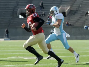 In the two quarters he played, quarterback Colton Chapple threw three   scoring passes and rushed for a touchdown on an 11-yard keeper. 
