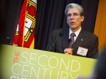 Harvard School of Public Health dean Julio Frenk addresses public-health researchers and educators at <i>The Second Century Symposium.</i>
