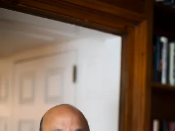 A portrait of Harvard Business School dean Nitin Nohria