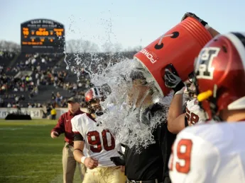 Coach Murphy got a Powerade shower as time expired.