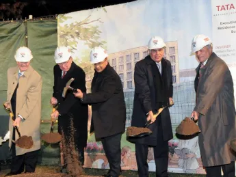 Edward Bond, CEO of Bond Brothers Construction Co.; William Rawn, founding partner of William Rawn Associates, Architects; Harvard Business School dean Nitin Nohria; Tata Group chairman Ratan Tata; and former HBS dean Jay Light