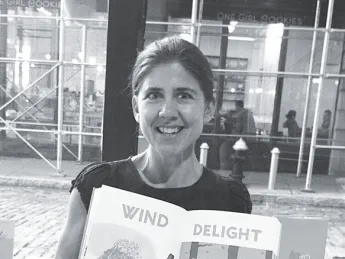 Claudia Bedrick displays one of Enchanted Lion’s books.