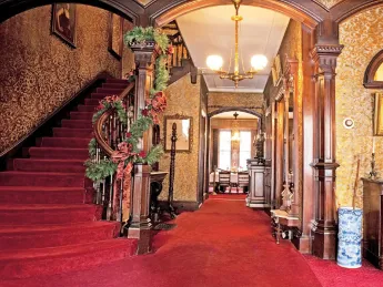 The Gibson House Museum&rsquo;s lavish entrance hall illustrates how an upper-class family lived in the early days of the Back Bay&rsquo;s development.