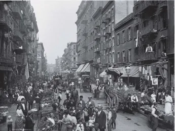 Photograph of American urban life, Mulberry Street, New York, c. 1900