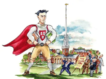 Illustration of a collegiate hero, per Theodore Roosevelt in 1907