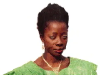A Senegalese woman (above) wears a taille-basse, a Euro-African hybrid. At a wedding (below left), two women wear scarves and bou bous, traditional Islamic robes considered the pinnacle of fashion. A young woman in a bou bou (below right), by an elite Dakar designer, made of German cloth embroidered with French silk thread. Her straight-haired wig is in a style called "Naomi Campbell."