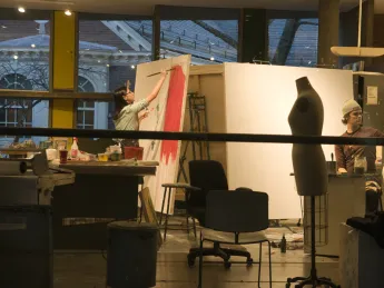 Student artists at work in the Carpenter Center