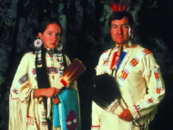 W. Richard West and daughter Amy in Cheyenne dress. 