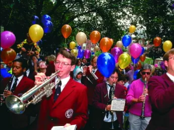 It wouldn't be a ceremonial Commencement without sound. The band makes merry.