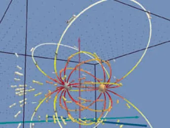 Virtual reality -- once a novelty confined to cybercafes -- can be a powerful tool, when used properly, for teaching Newtonian dynamics and mechanics to fifth- and sixth- graders or helping high-school students learn about electrostatic fields like the one on this page -- a dipole shown with test charge traces and field lines. Faculty members at the Graduate School of Education are finding exciting new ways of harnessing technology for pedagogic purposes.
