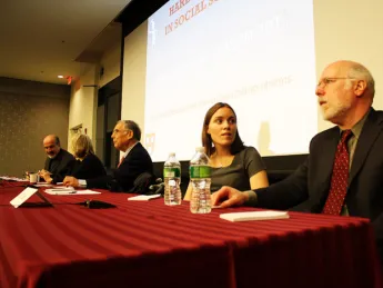 Amy Oster (second from right) and Stephen Kosslyn (right)