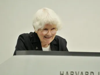 Denise Scott Brown addressed degree candidates at the Graduate School of Design.
