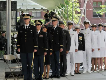 The Reserve Officers’ Training Corps Harvard Class of 2010 await their commissioning.