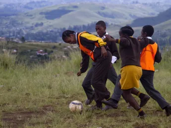 Students at Fezokuhle Primary School in Pietermaritzburg, South Africa, get outside for a soccer break—and a lesson about gender roles.