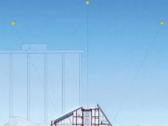 In this rendering of Renzo Piano’s plan for renovating the Fogg Art Museum, the study centers are visible on the fifth and sixth floors. Also shown are the museum’s two entrances: the existing one from Quincy Street on the left, and a new entryway from Prescott Street on the right.