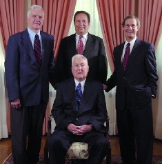 Four presidents posing at Loeb House