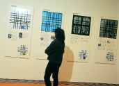 anonymous woman viewing the exhibit