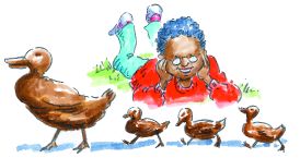 illustration of 'Make Way for Ducklings' statues