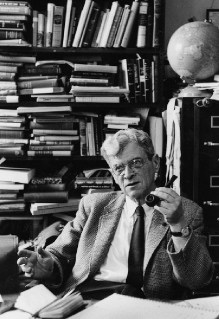 Gerschenkron, pipe in hand, appears to be explaining something to his listener