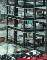 steel frame construction in progress