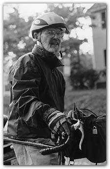 Ever since volunteer Bill Batchelor became legally blind three years ago, he has made it to weekly client visits and committee meetings by bicycle.