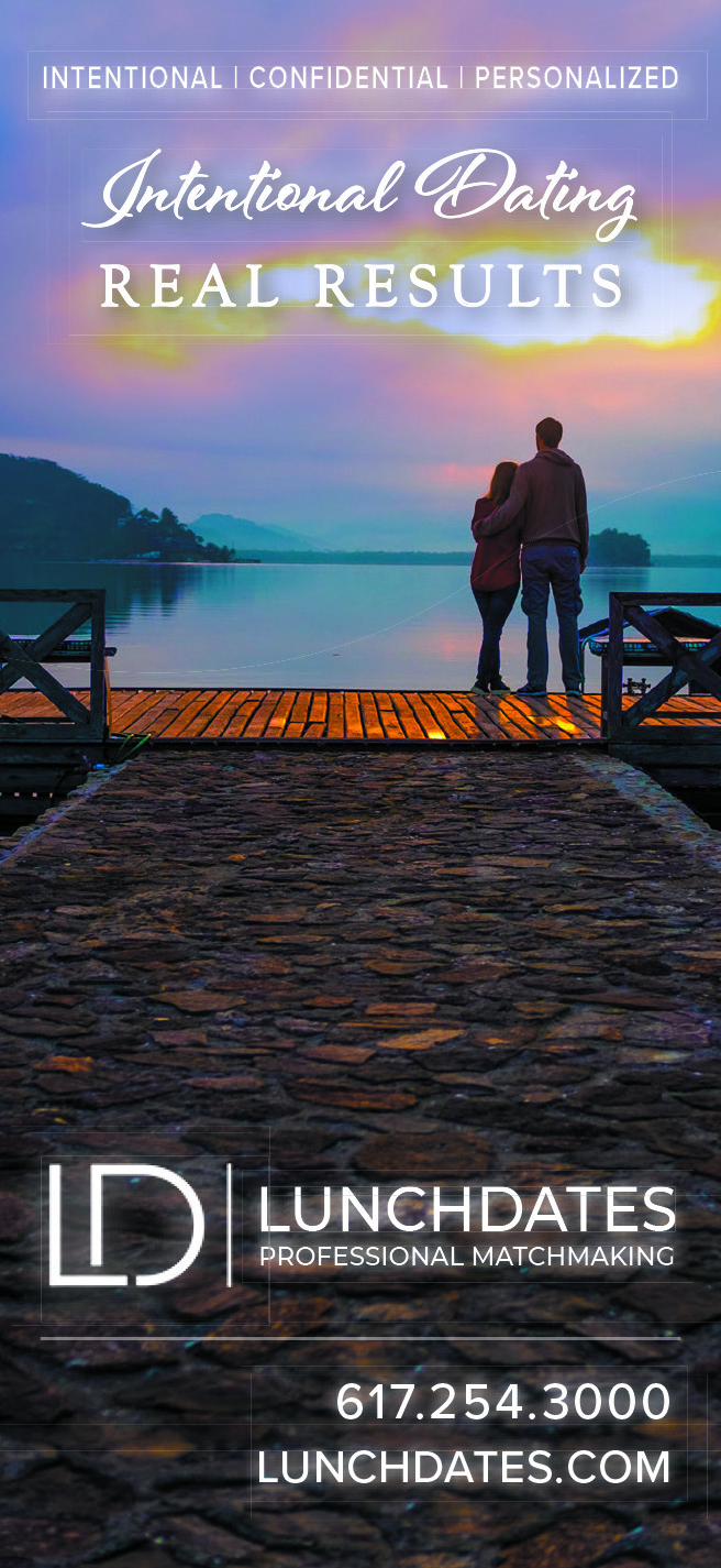 LunchDates Professional Matchmaking. Intentional Dating, Real Results. Intentional, confidential, personalized. 617-254-3000. lunchdates.com. A couple facing a lake and watching the sunset.