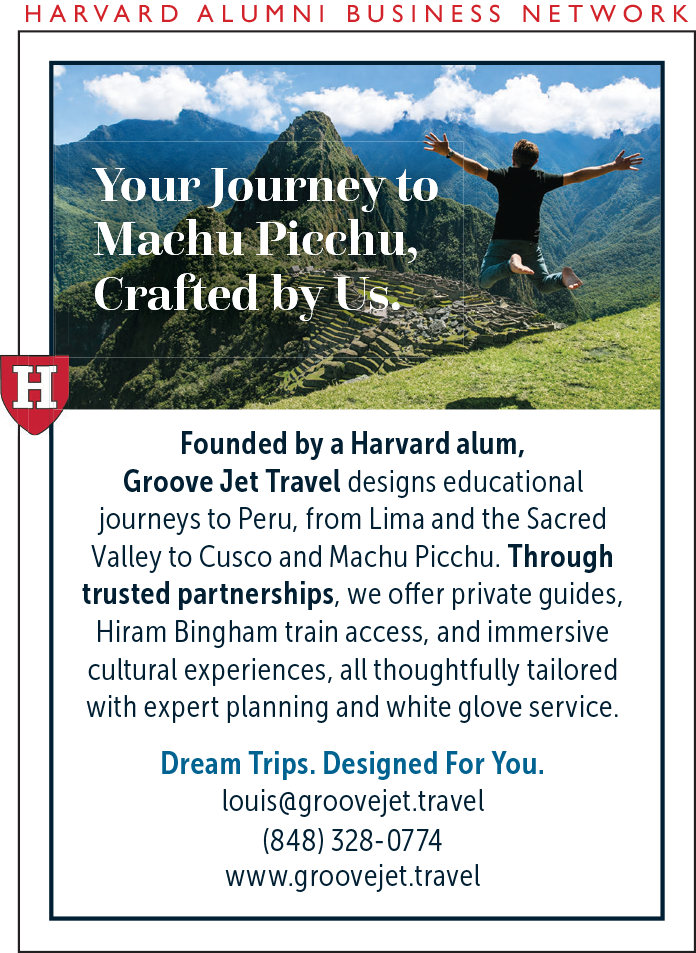 Promotional flyer for educational journeys to Machu Picchu by Groove Jet Travel.