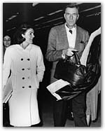 Galbraith and friend at Logan Airport, March 1965, en route to an Indian art exhibit at the Fogg.