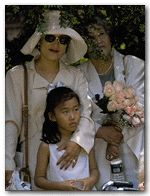 Family members of Thomas Ho-min Kang '96, of Adams House and Newark, Delaware: from left, his aunt, Sung-ryung Kwon, her daughter, Yung-ji Kim, and his grandmother, Myung-he Min, all of Seoul. 