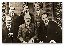 The master in Massachusetts: Freud (left front), Carl Jung (right front), Ernest Jones (center rear), and others at Clark University in 1909.