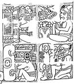  David Stuart's line drawing of four glyphs shows the intricacy of Mayan writing. 