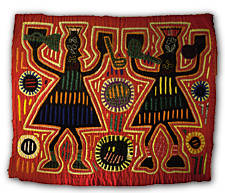 A Panamanian mola showing shamans dancing, from the Museum of Cultural and Natural History.
