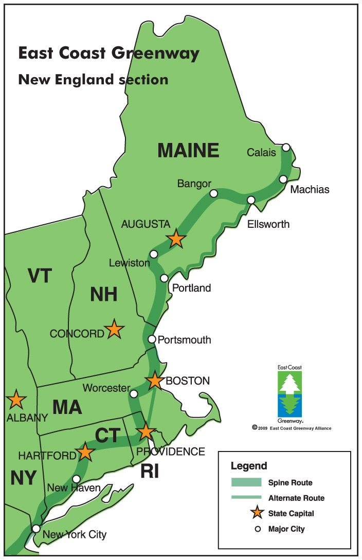 east coast greenway map Three New England Trips On The East Coast Greenway Harvard Magazine east coast greenway map