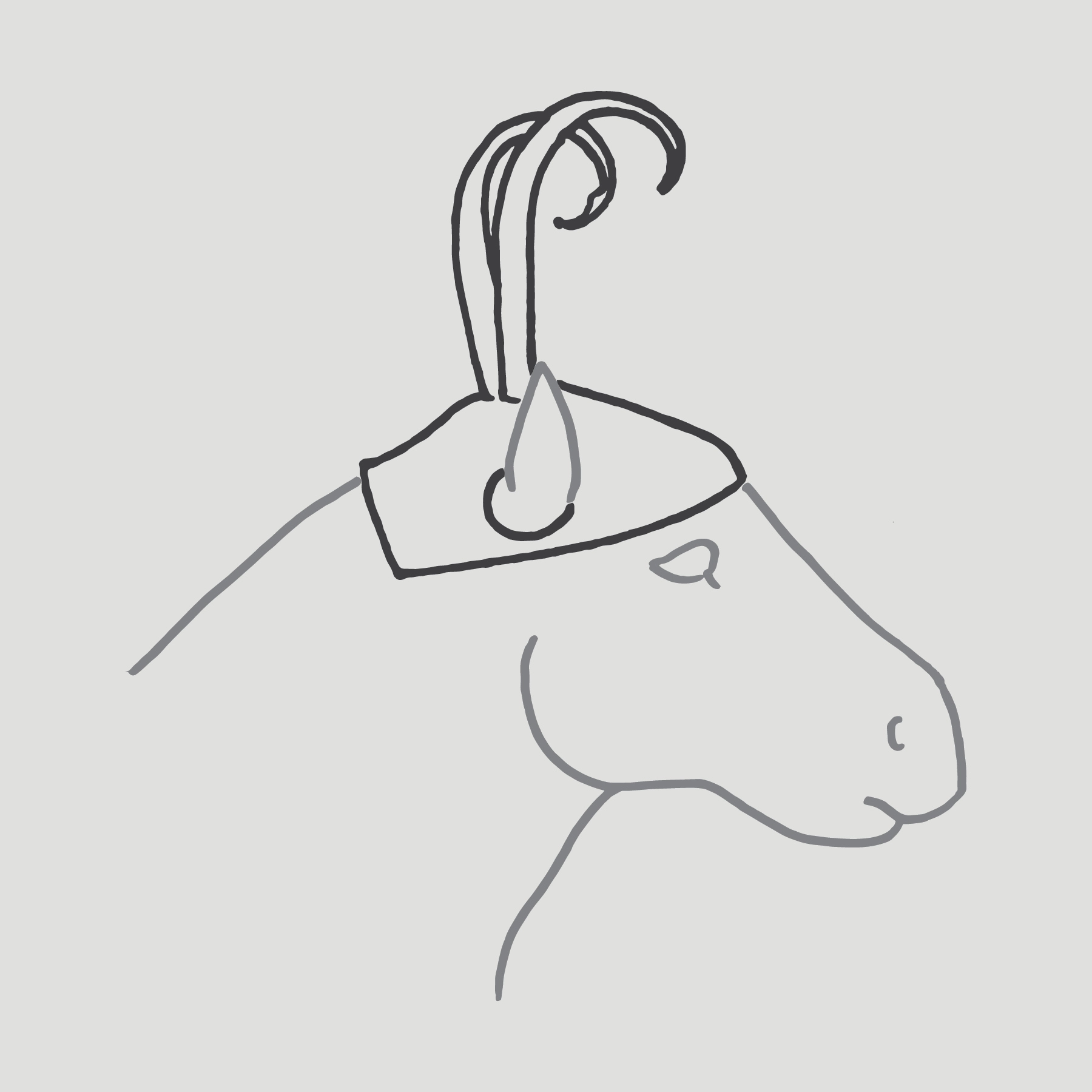 An illustration of a horse wearing a decorative helmet