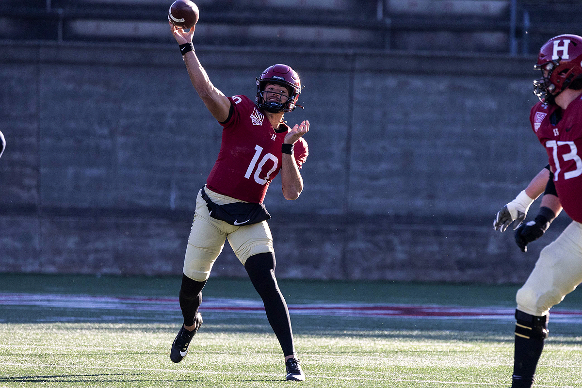 Harvard player with the ball