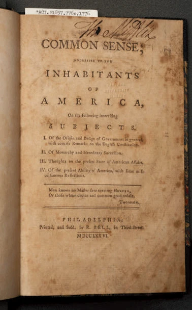 Original copy of Common Sense by Thomas Paine